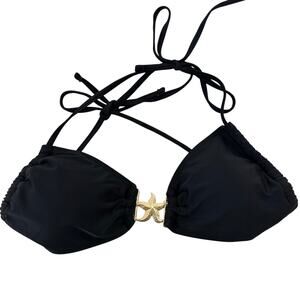 SHEIN Black Gold Starfish Bikini Top L